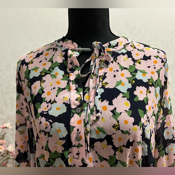 J.Crew J Crew Drapey Tie-Front Floral Dress - Women | Color: Pink | Size: M - Picture 6 of 10